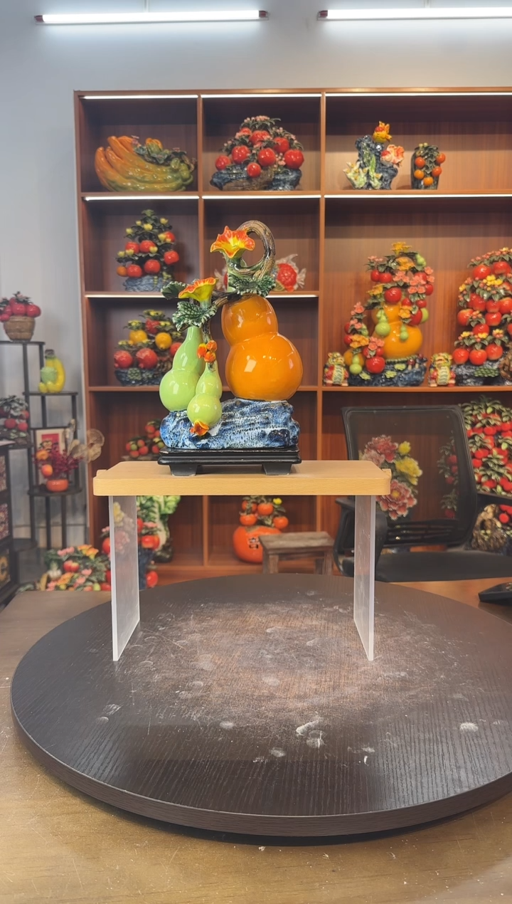 陶瓷有底座小三葫芦