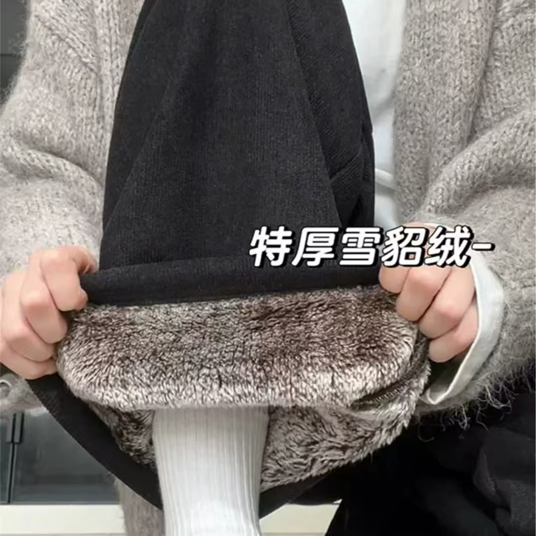 【特厚绒】内里全包边加绒外穿阔腿裤窄版女裤显瘦休闲裤直筒裤