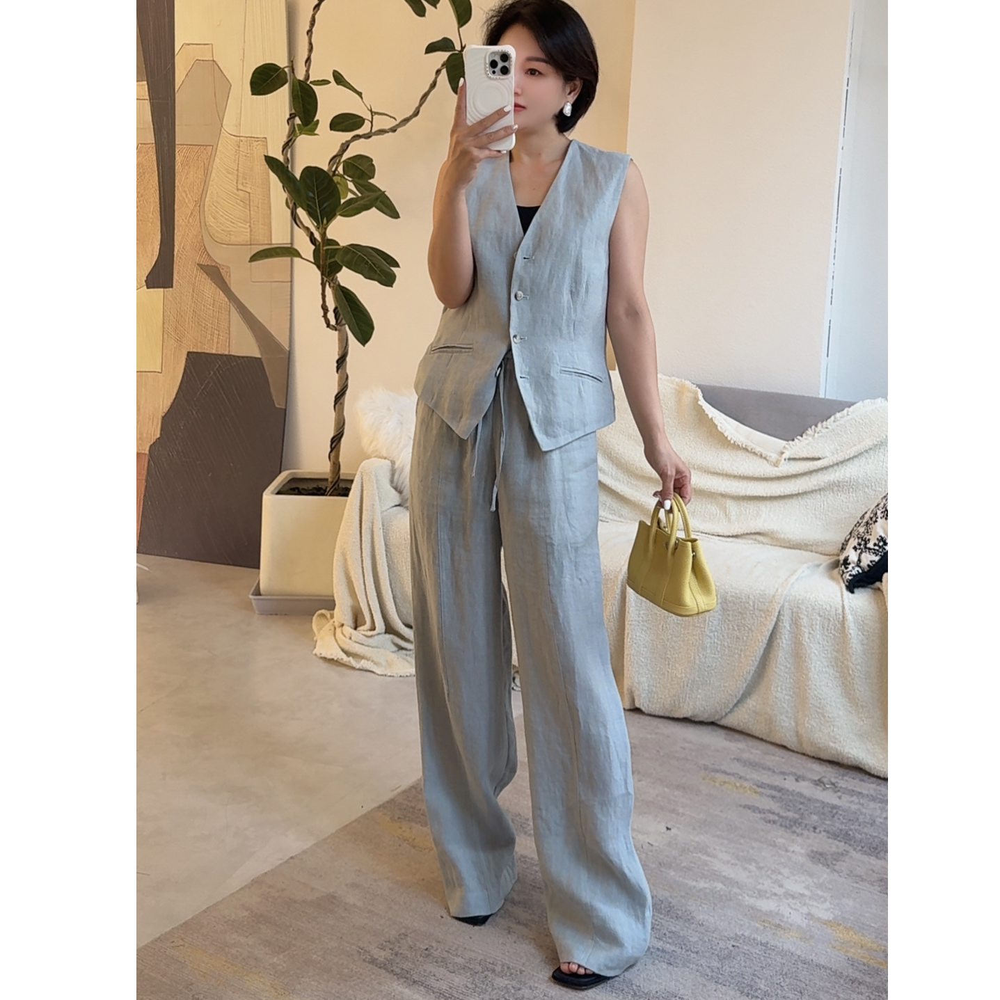 【卡蔓陈LILI】西装宽松老钱风百搭轻熟纯色背心休闲风通勤时尚套装