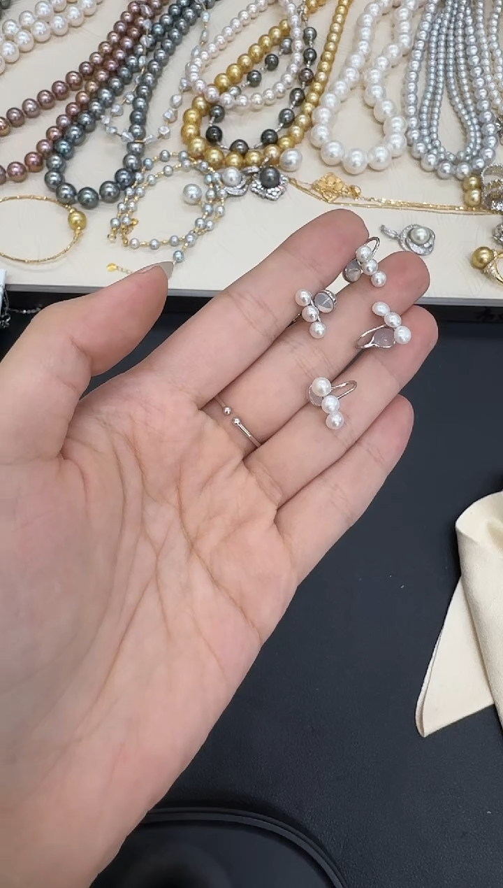 银S925镶嵌耳饰淡水珍珠X1226-1227-247