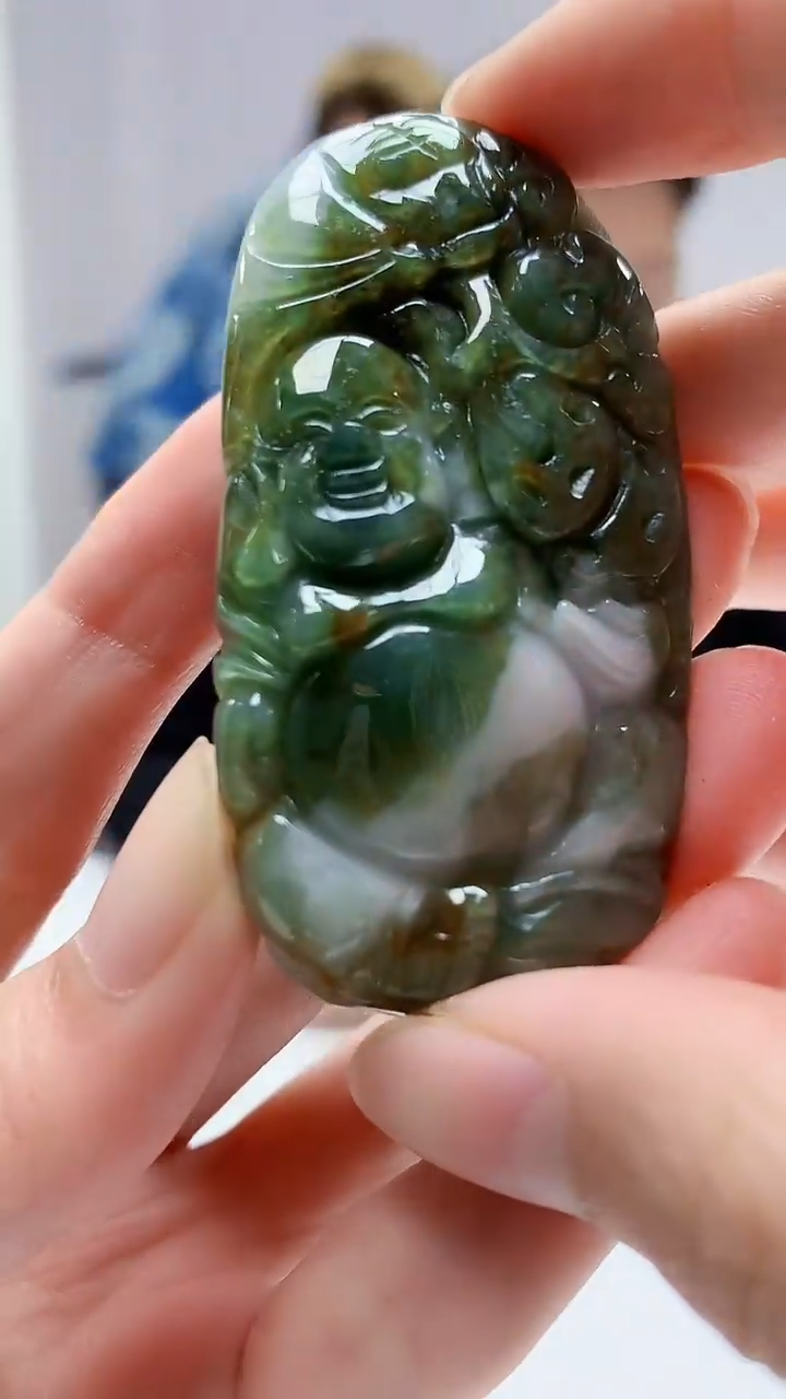 【闪购商品】定制翡翠未镶嵌4917zm-毛货挂件202佛公