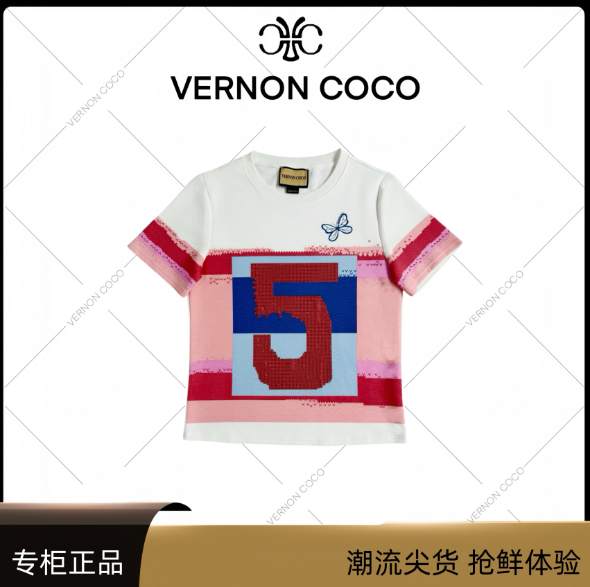 短袖半袖潮流轻奢常规通勤常规款印花T恤夏季拼色中环78