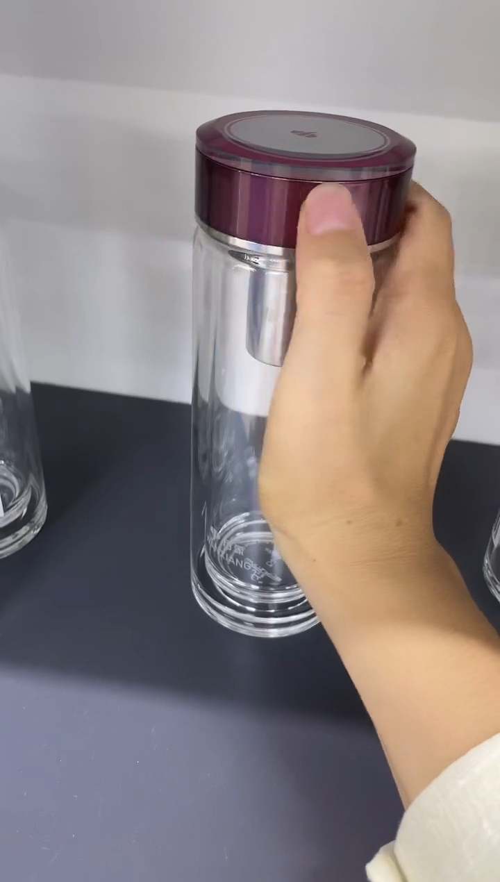 高硼硅玻璃盖子款万象双层v172-350ml红