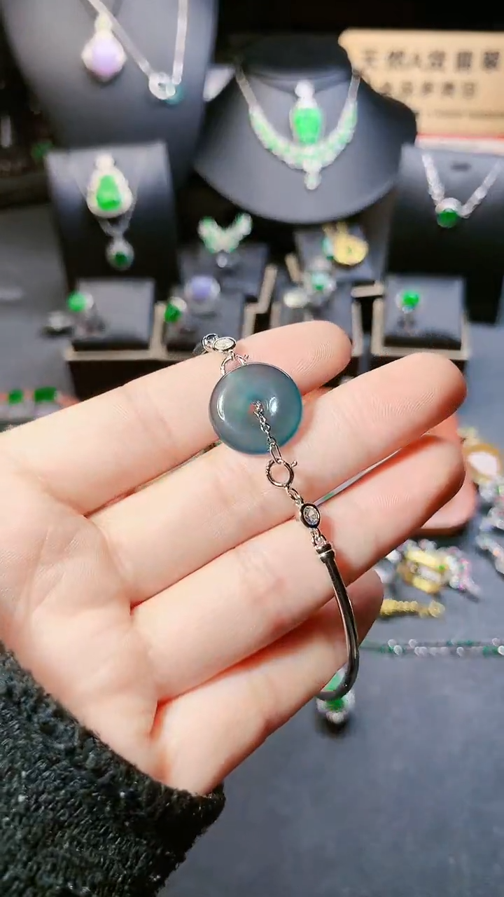 【闪购商品】翡翠手链银S925镶嵌手链