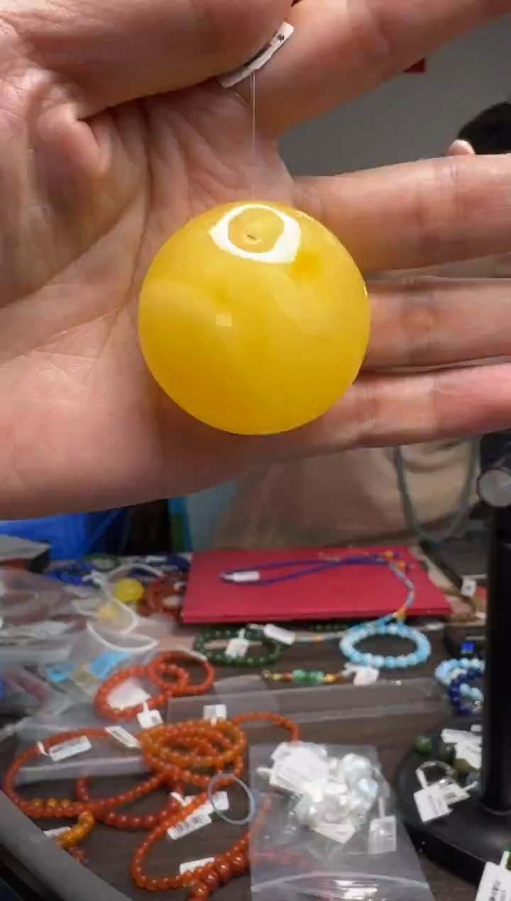 琥珀吊坠(不含链)未镶嵌俄料鸡油黄蜜蜡平安扣吊坠