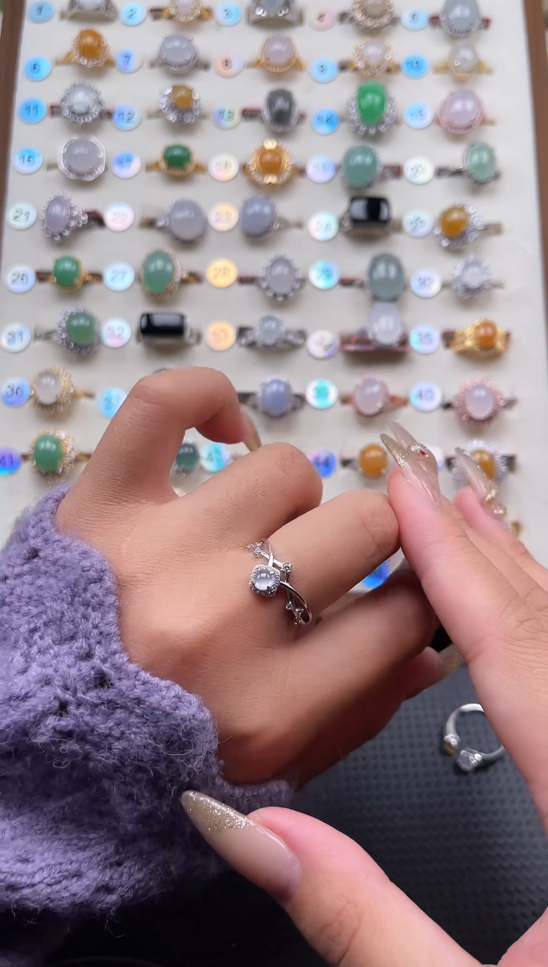 【闪购商品】翡翠戒指银S925镶嵌天然A货翡翠戒指