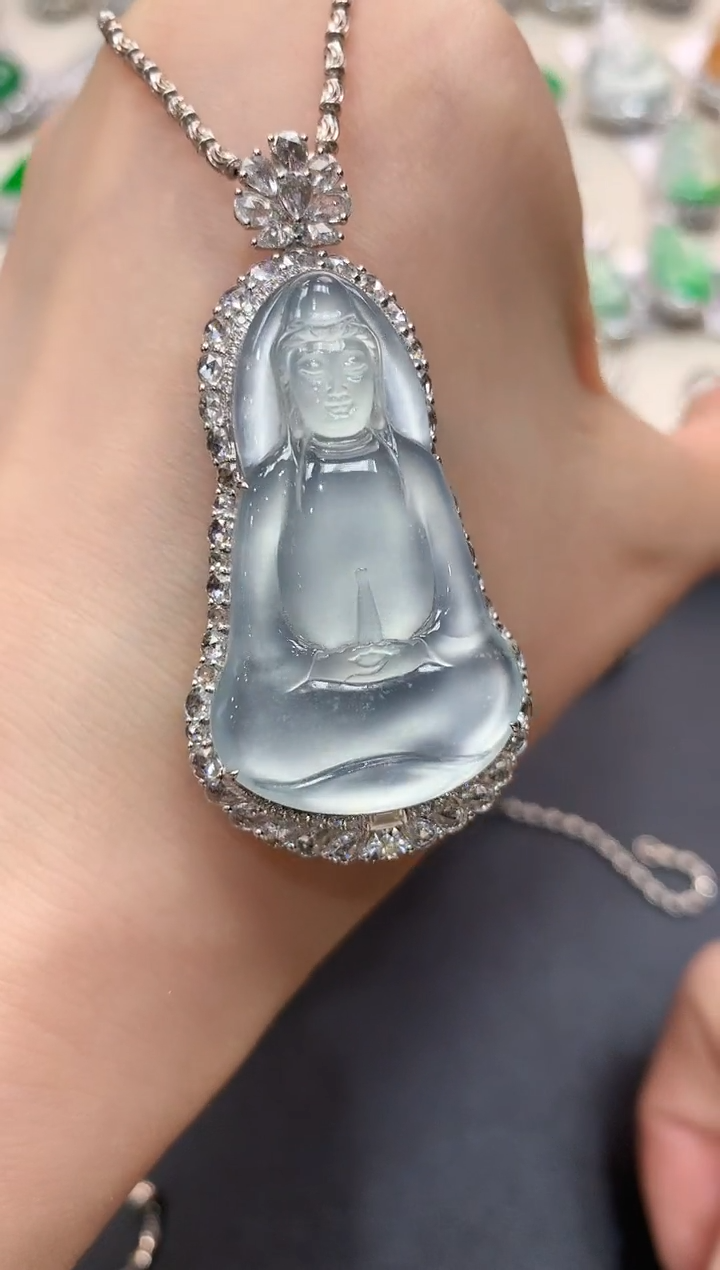 【闪购商品】翡翠吊坠(不含链)18K金镶嵌n128   