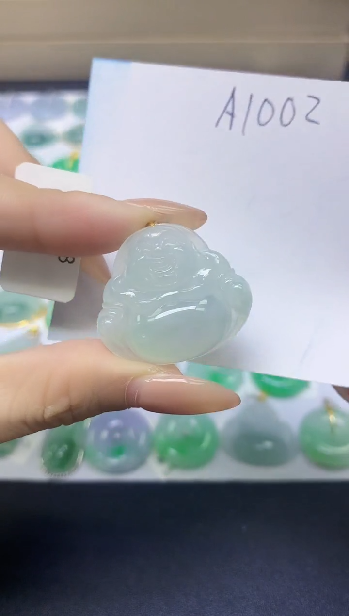 颈饰18K金镶嵌翡翠天然缅甸A货翡翠百元以上9元证书费自理