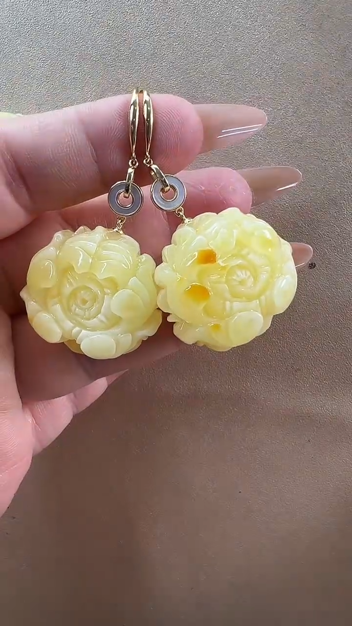 【闪购商品】琥珀耳饰未镶嵌耳环