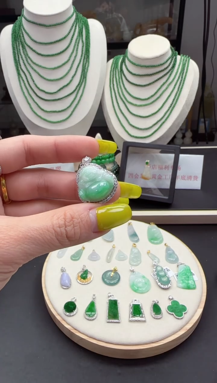 【闪购商品】翡翠吊坠(不含链)银S925镶嵌【海莎一口翠】翡翠挂件1