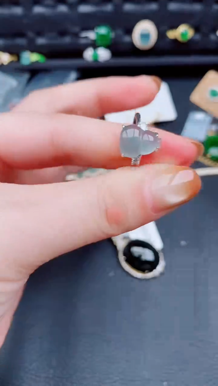 【闪购商品】翡翠戒指银S925镶嵌天然a货翡翠802