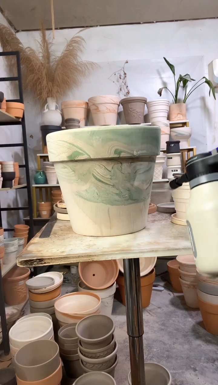 35*30绿白陶 1盆无托