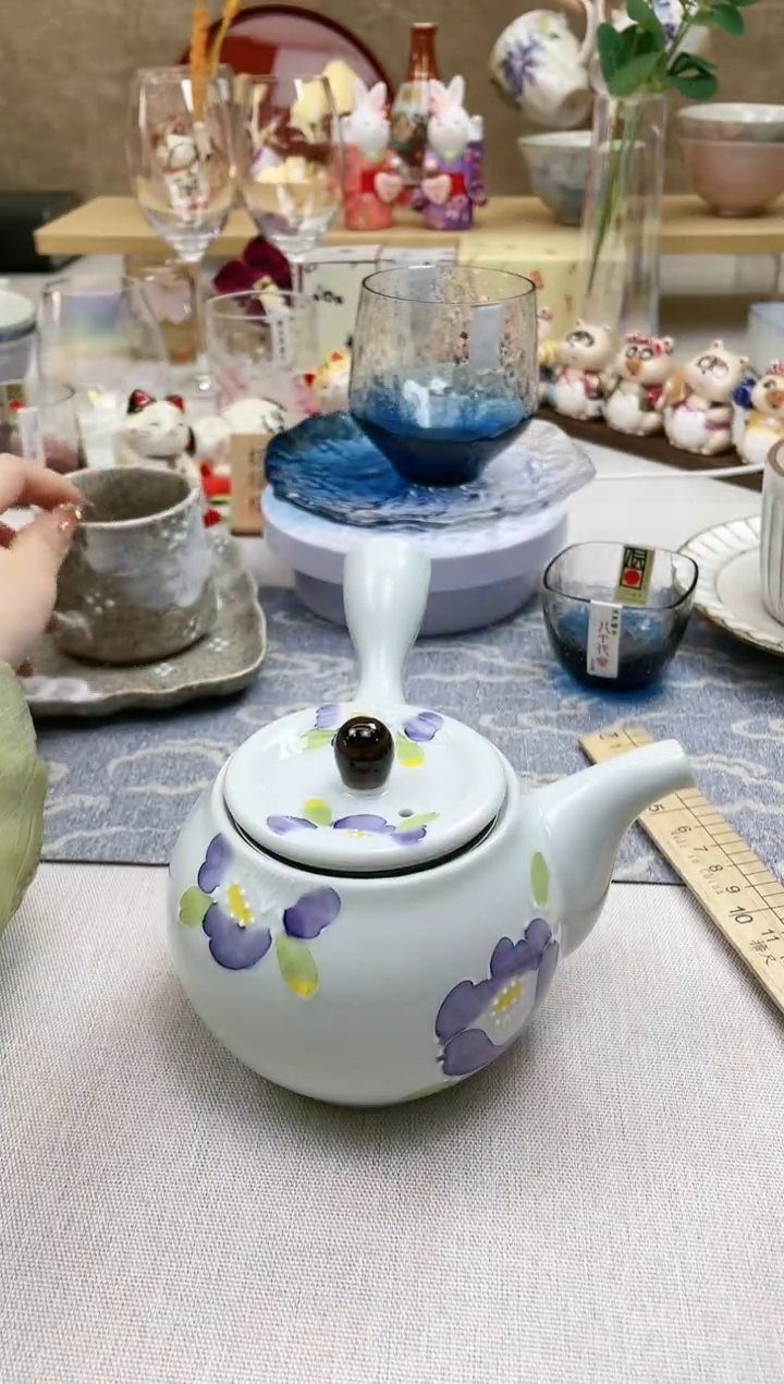 【闪购商品】摆件/盘子/杯子紫兰侧把急须