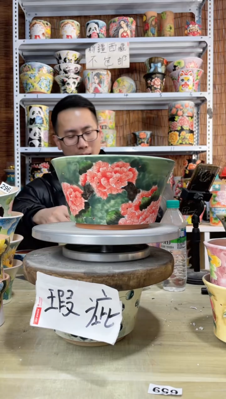 【闪购商品】摆件410陶花岛多肉陶瓷花盆罐——微瑕