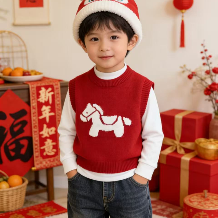 【白马王子马甲】2025春秋马甲针织衫毛衣外套马甲男女童装套头