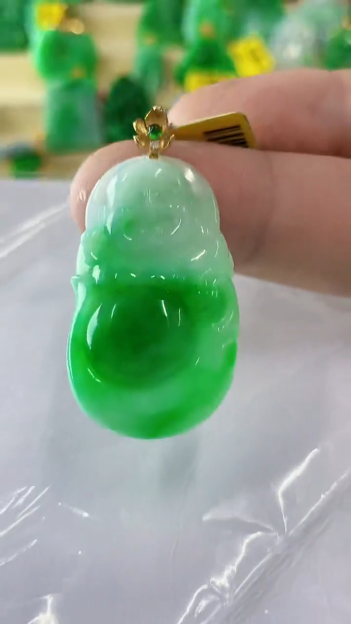 翡翠18K金镶嵌吊坠(不含链)挂件