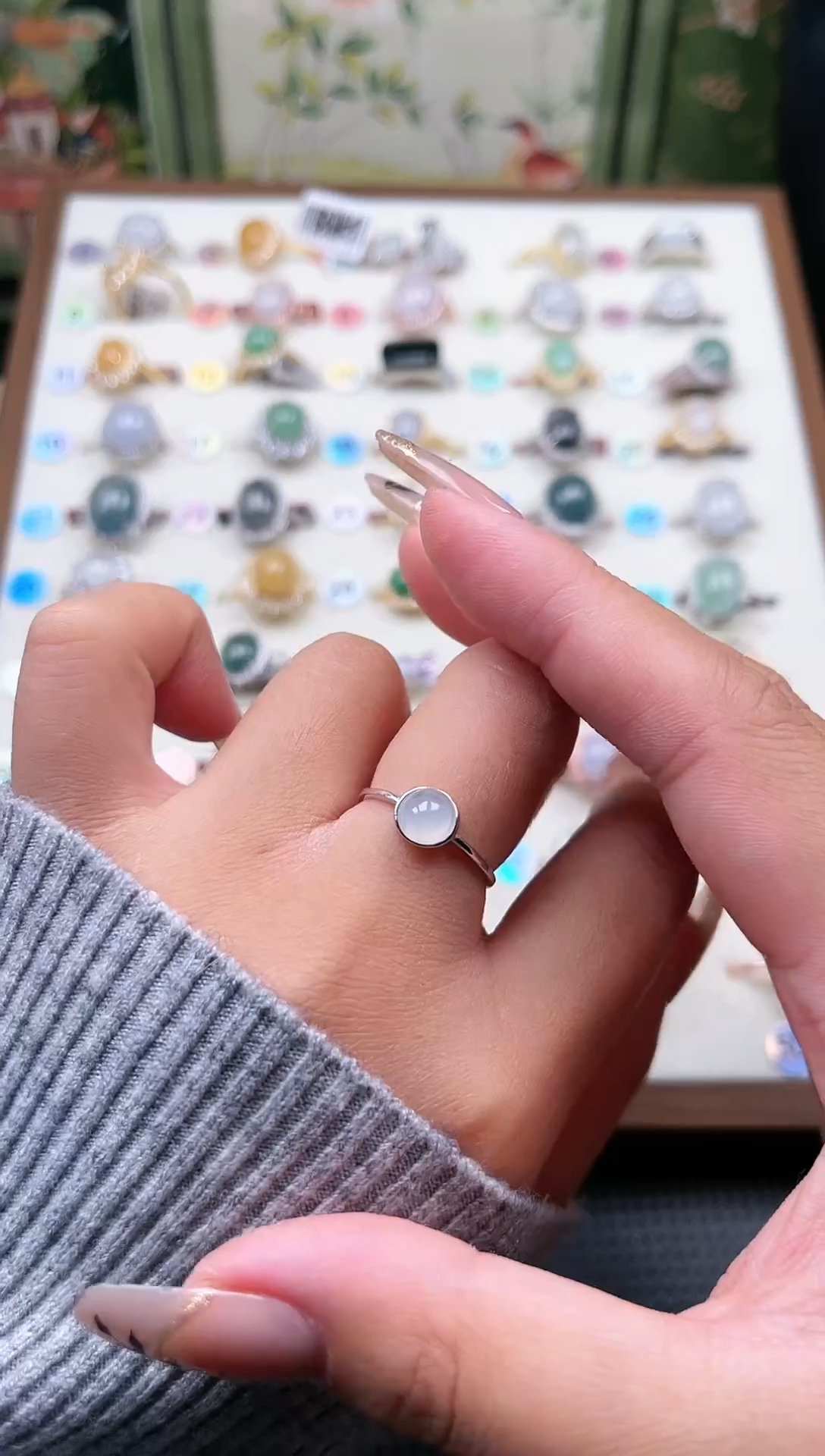 【闪购商品】翡翠戒指银S925镶嵌天然A货翡翠戒指