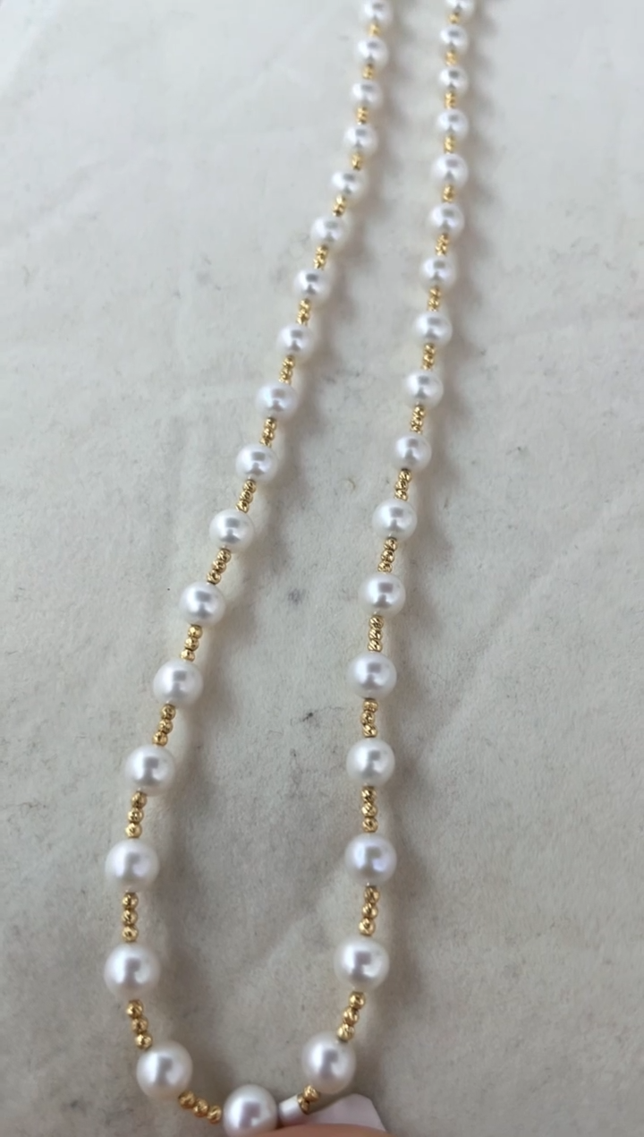 【闪购商品】淡水珍珠颈饰18K金镶嵌项链