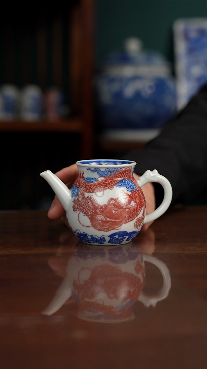 自成堂柴窑 釉里红鱼化龙