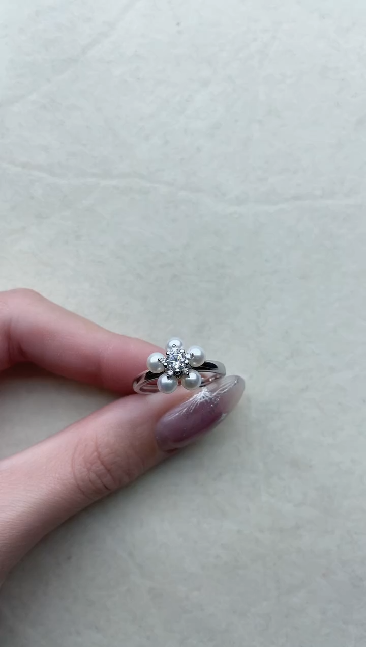 【闪购商品】淡水珍珠戒指银S925镶嵌60