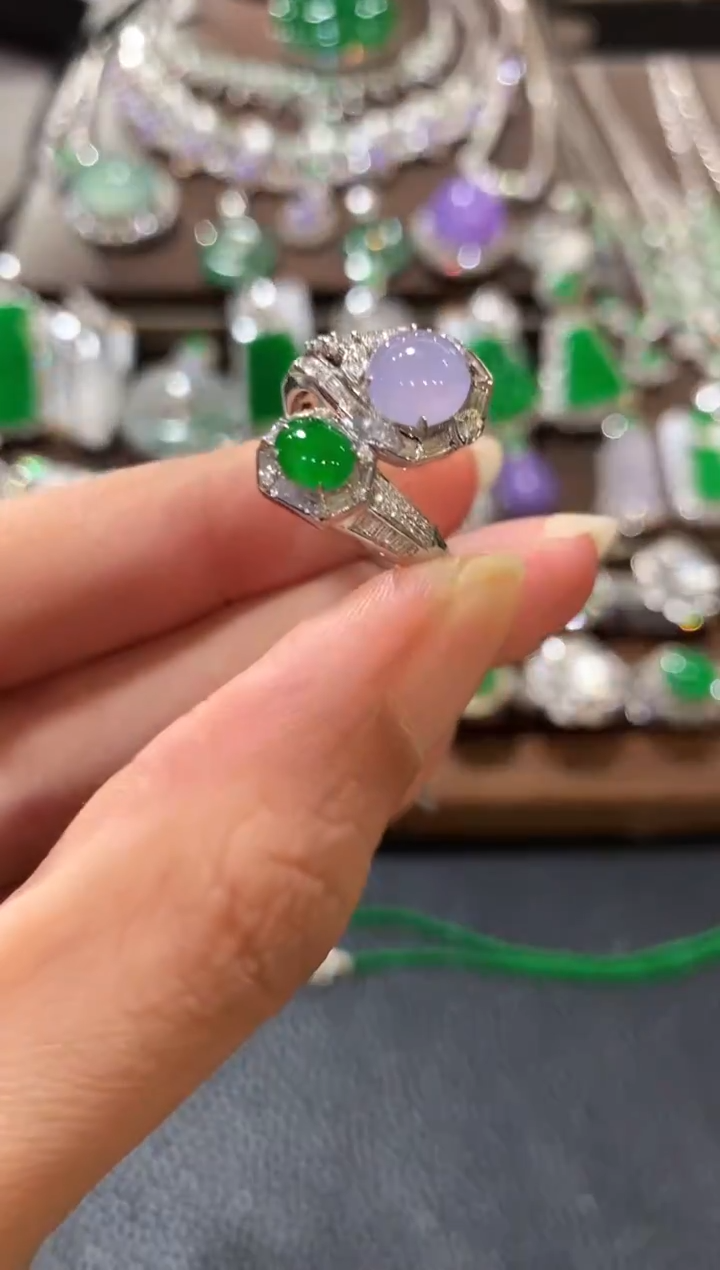 18K金镶嵌戒指翡翠m141多样性一件发货