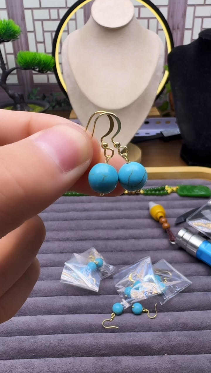 14K金镶嵌耳饰玛瑙/玉髓E03      