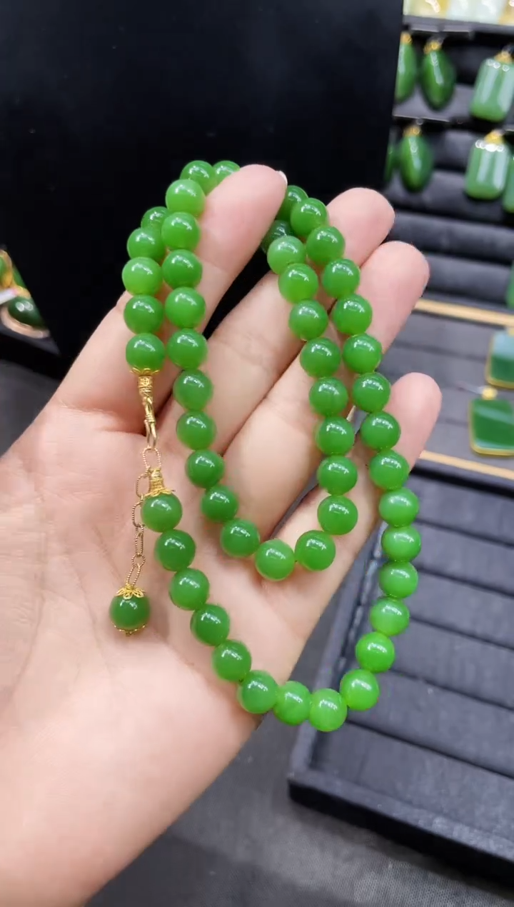 【闪购商品】和田玉项链18K金镶嵌8MM 多样性发一Z