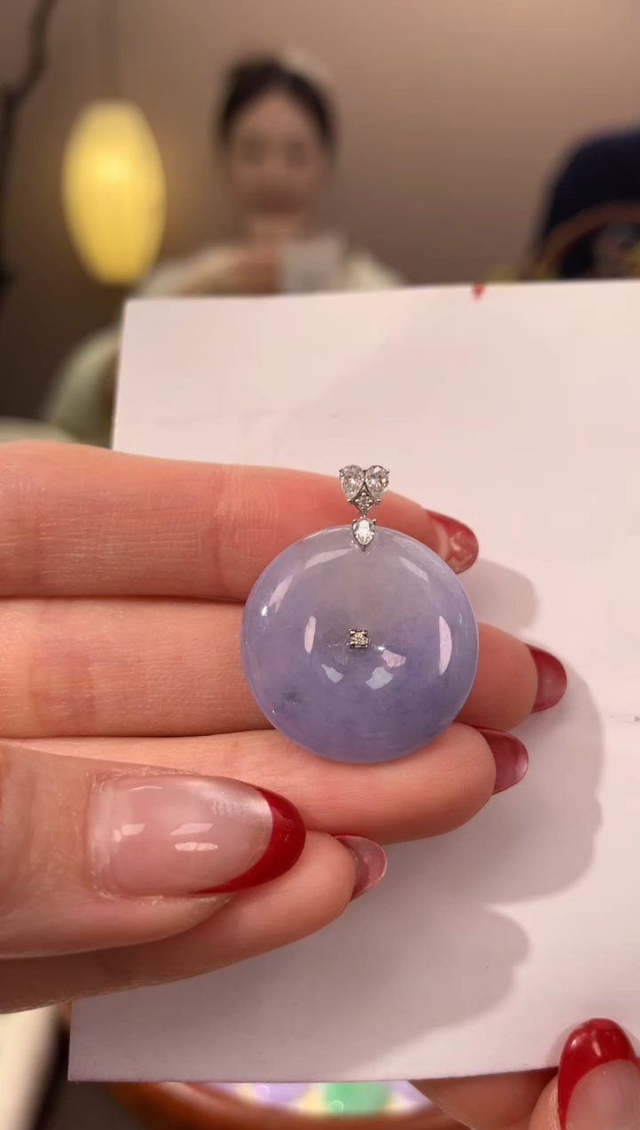 【闪购商品】翡翠颈饰18K金镶嵌天然缅甸a货翡翠