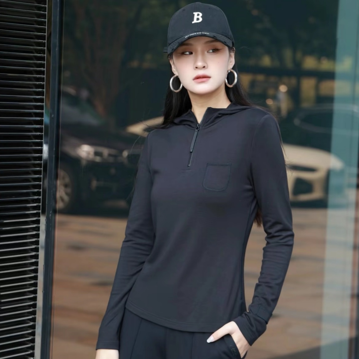 AMASS/阿玛施早秋休闲百搭半拉链连帽卫衣5300662