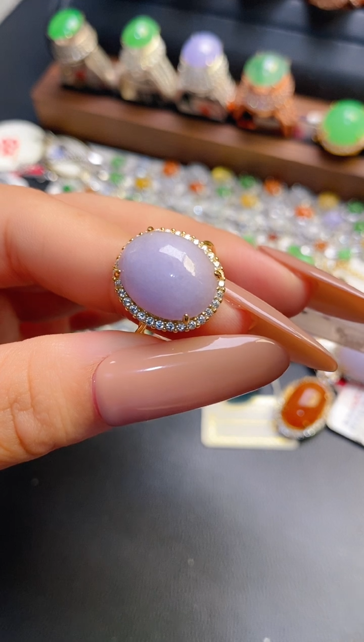 银S925镶嵌戒指翡翠ℋ*宁天然