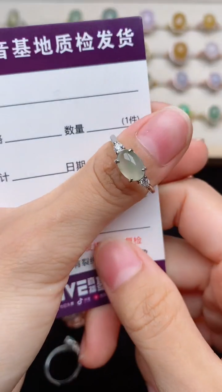 银S925镶嵌戒指翡翠...