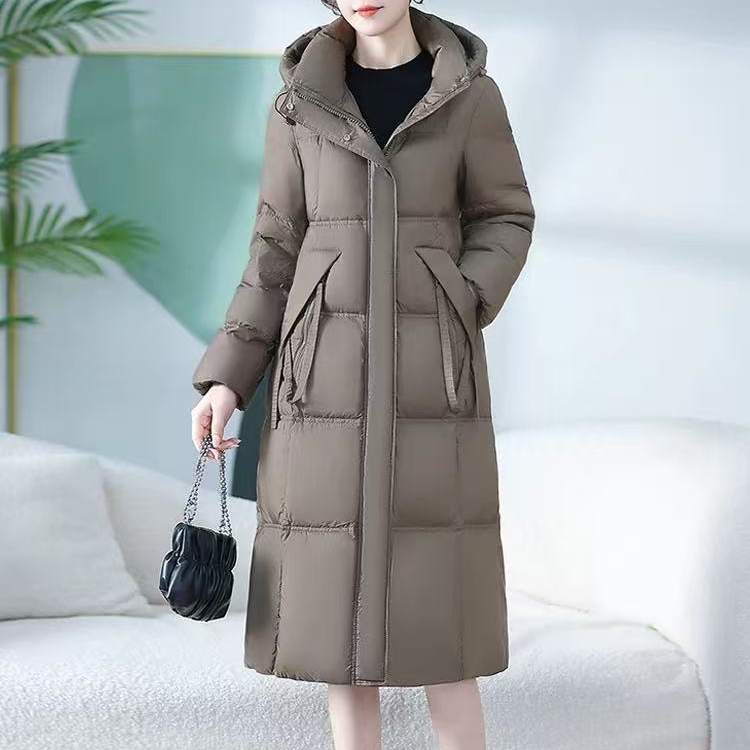 冬季新款正肩袖长款H版过膝女士加厚保暖款羽绒服S23D227590A