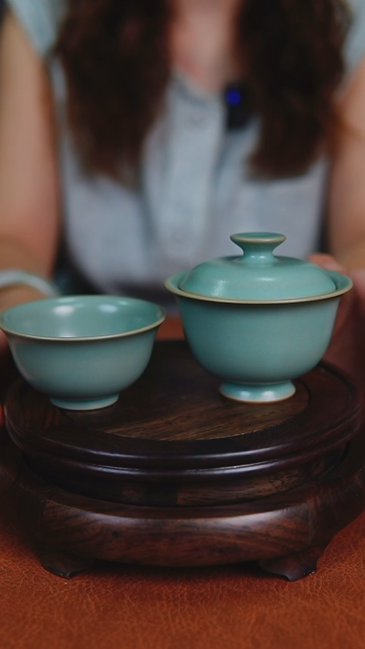 盖碗原产地原矿釉汝瓷