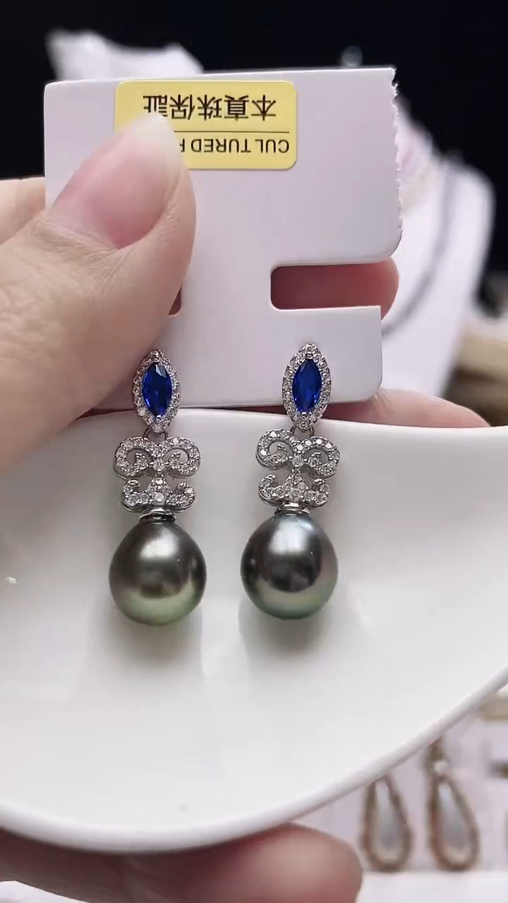 【闪购商品】海水珍珠耳饰银S925镶嵌大溪地巴洛克珍珠耳饰