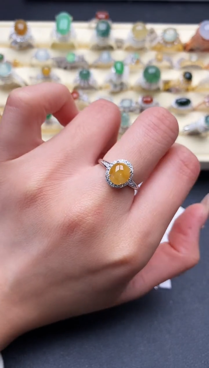 【闪购商品】翡翠戒指银S925镶嵌2222222+6