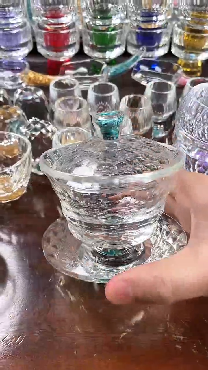 【闪购商品】玺宴新款水晶三才盖碗绿松石