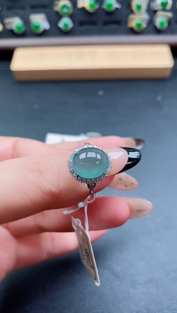 银S925镶嵌戒指翡翠1