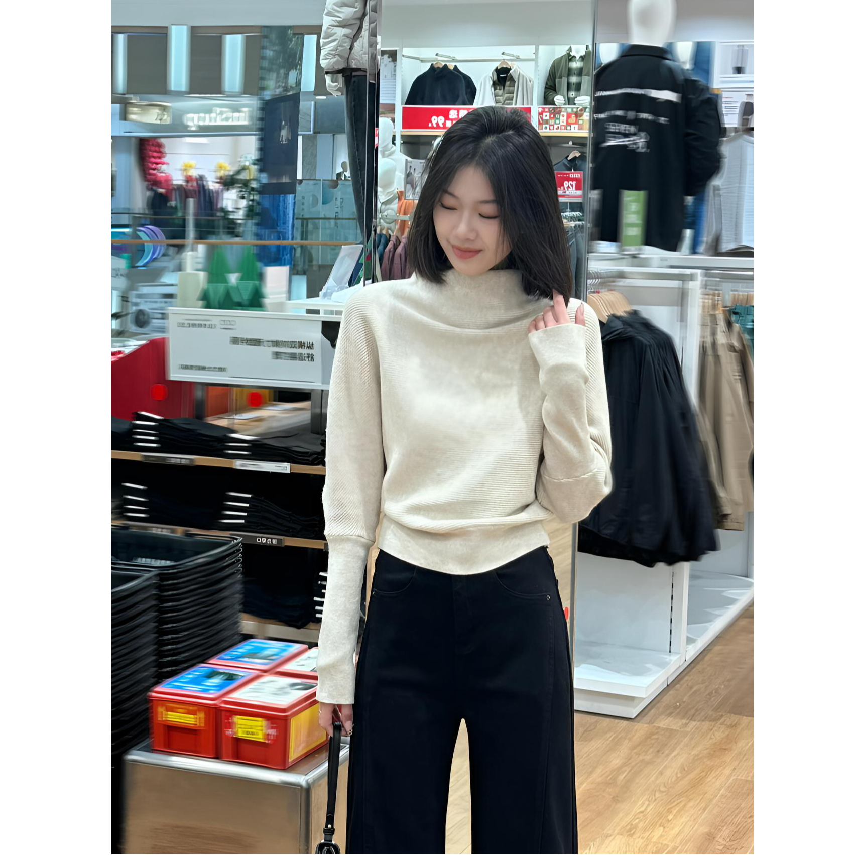 秋冬季新款设计感小众半高领套头毛衣女短款小个子内搭打底针织衫