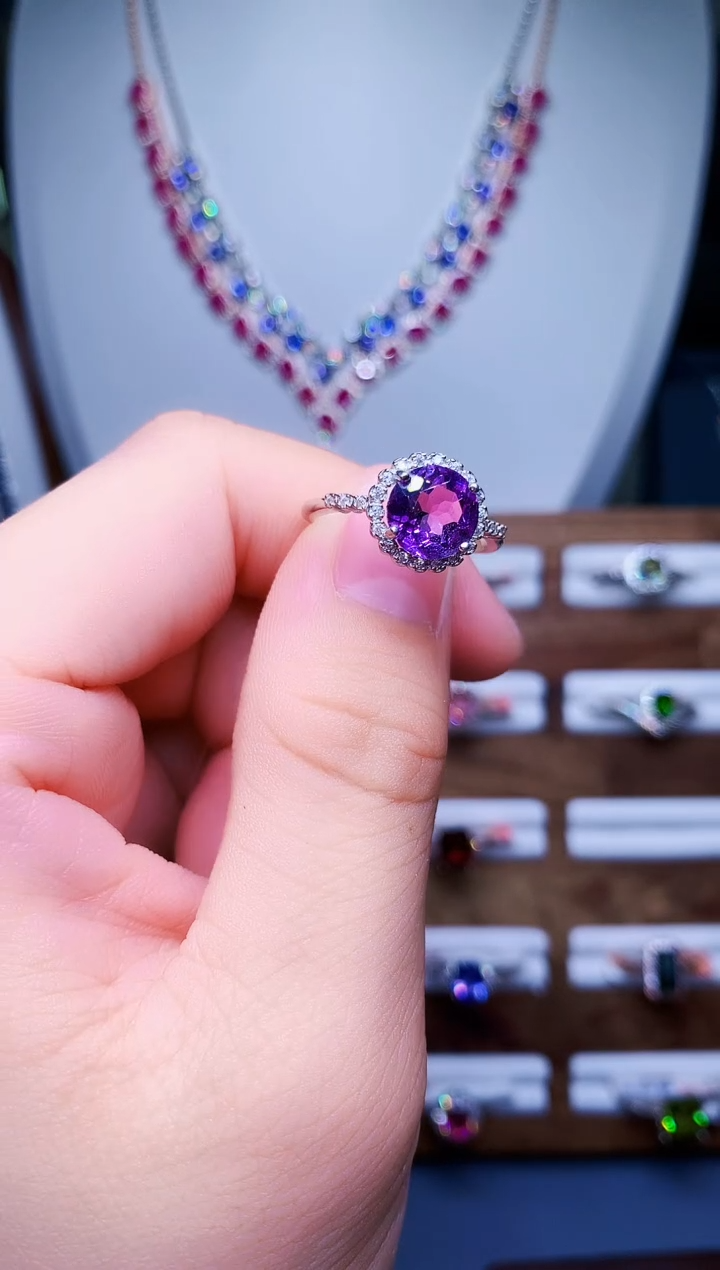 【闪购商品】紫晶戒指银S925镶嵌88-5