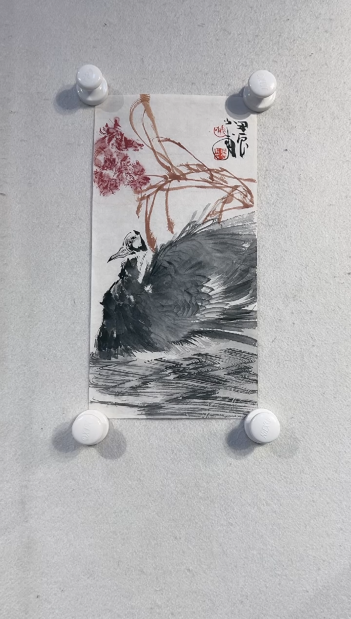 【闪购商品】国画绘画作品-0.5平尺带书法