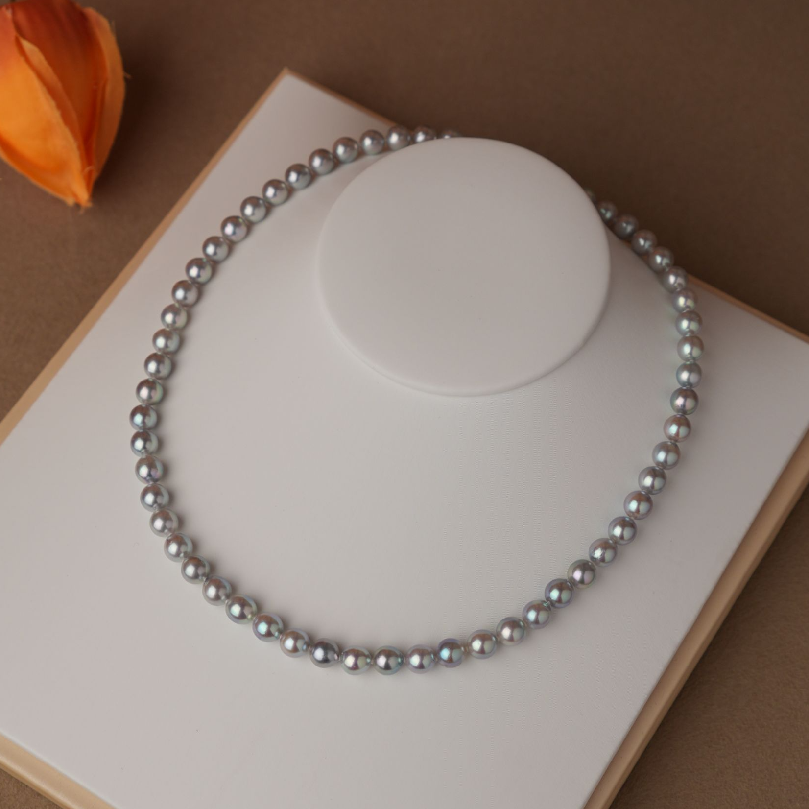海水珍珠真多麻项链6.5-7mm珍珠串链极光炫彩高品质时尚简约风