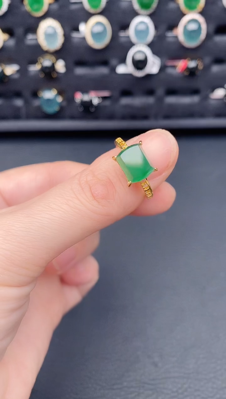 银S925镶嵌戒指翡翠天然a货翡翠80