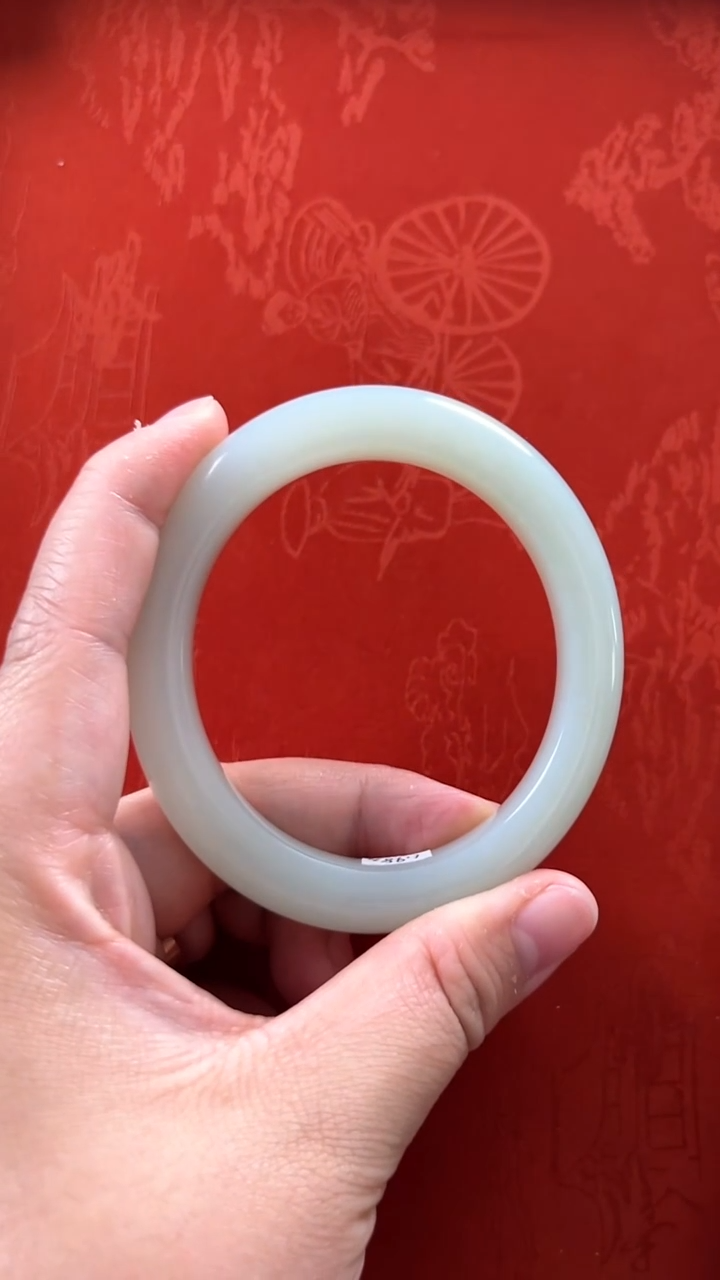 未镶嵌和田玉挂件俄料带翠手镯57.3mm