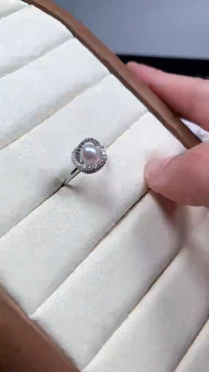【闪购商品】海水珍珠戒指银S925镶嵌鸟巢款珍珠戒指