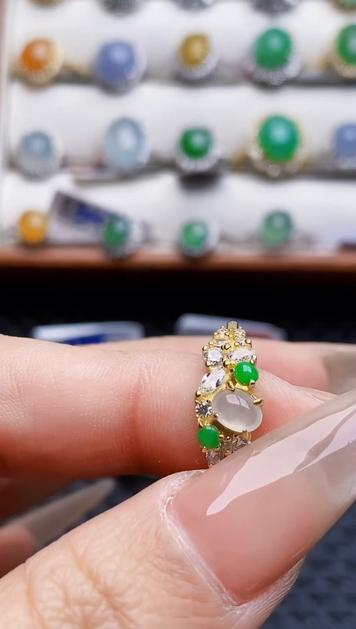 银S925镶嵌戒指翡翠2302