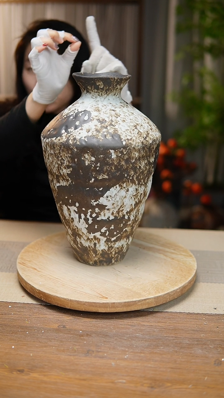 【闪购商品】陶瓷  花器诧寂黑高脚