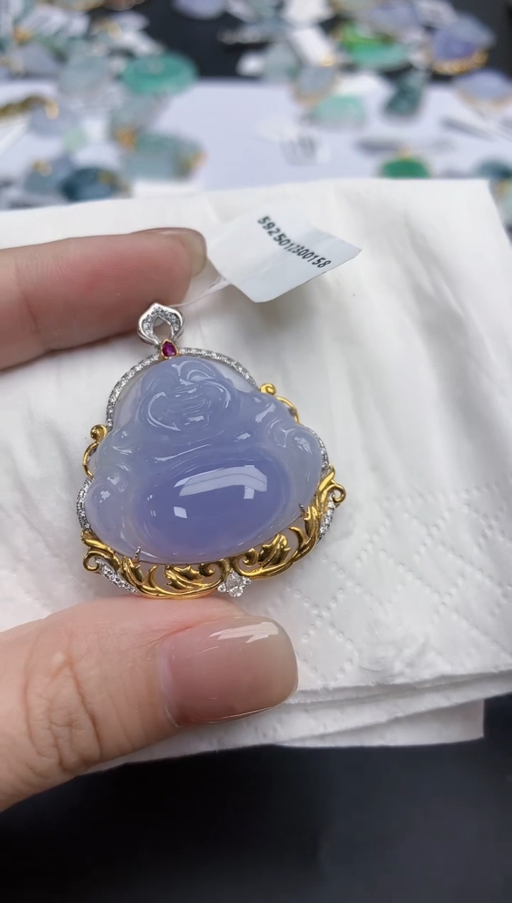 【闪购商品】翡翠颈饰18K金镶嵌天然缅甸翡翠A货