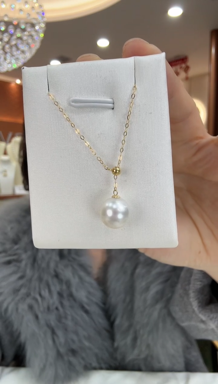 【闪购商品】海水珍珠NN18K金镶嵌澳白金链吊坠@@p0143