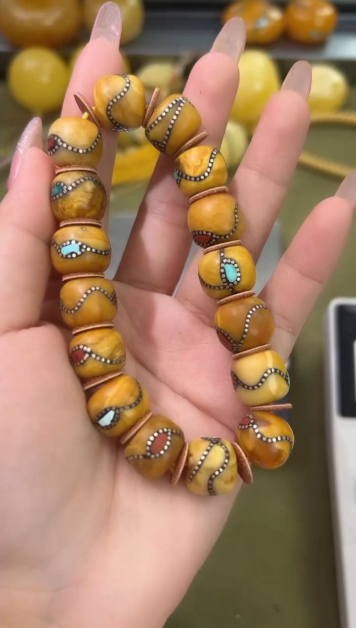 裸石琥珀未镶嵌琥珀蜜蜡手串