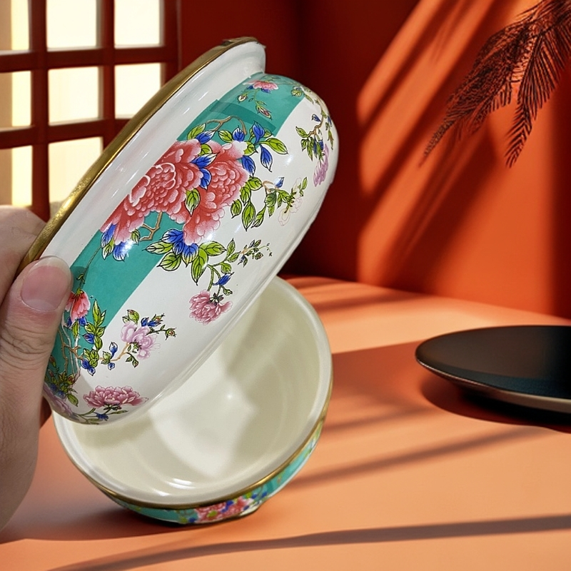 20公分珐琅搪瓷 翡翠绿 如意盆1个